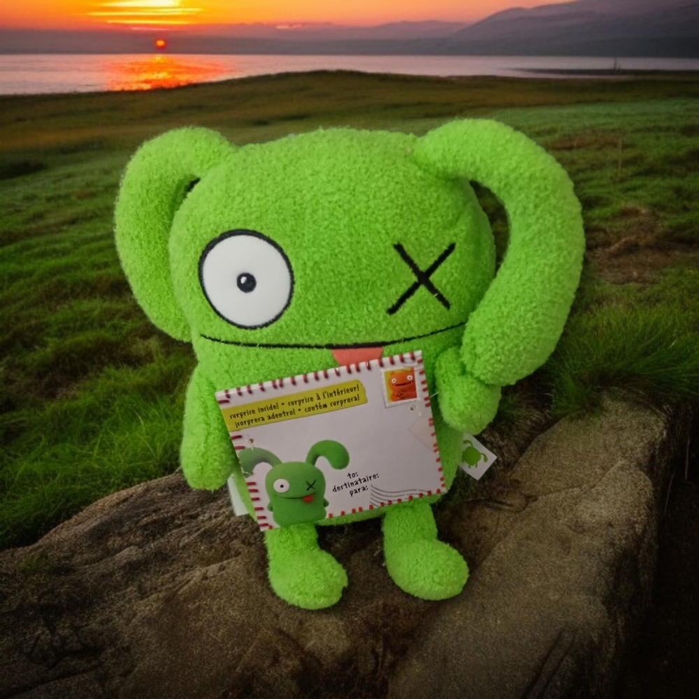 Uglydoll OX Green Plush Jokingly Yours Green Stuffed Animal Surprise Envelope